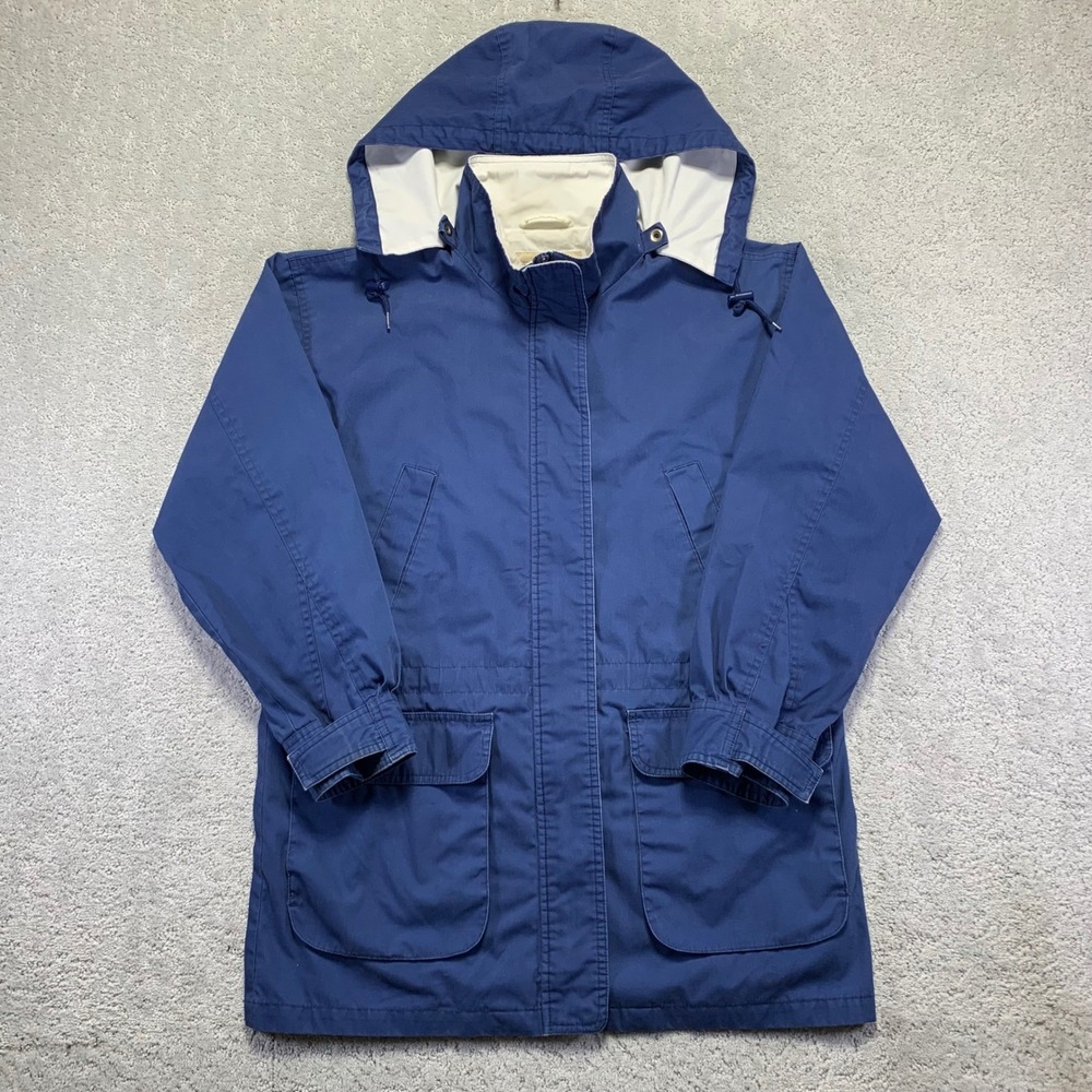 Vintage St Johns Bay Mens Jacket Small Hooded Parka Blue Zip Up Pockets Outdoor